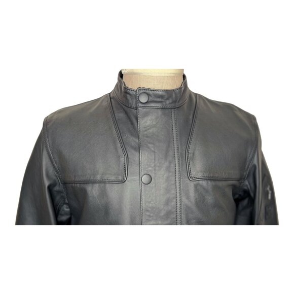 New Authentic Belstaff Black Leather Café Racer Hardmead Blouson Size L Jacket - Picture 12 of 13